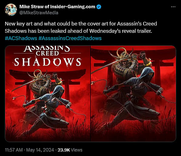 Insider-Gaming Senior Editor Mike Straw shares the cover art for 'Assassin's Creed Shadows'