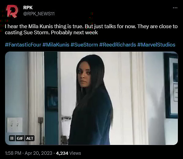 Daniel Richtman weighs in on the casting of Sue Storm in Marvel's 'Fantastic Four'