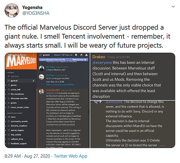 Senran Kagura publisher Marvelous bans fan-service content from official Discord