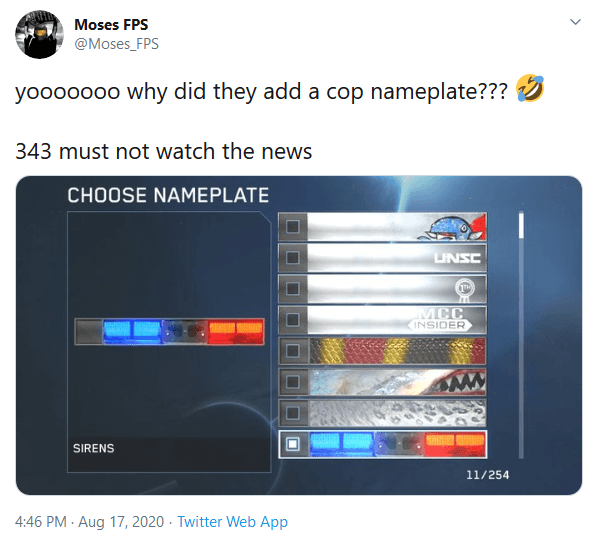343 Industries Removes Police Nameplate from Halo: Master Chief Collection Due to “Current Climate”