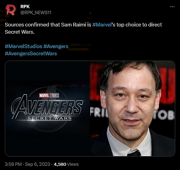 Daniel RPK claims Sam Raimi will direct the next Avengers movie.