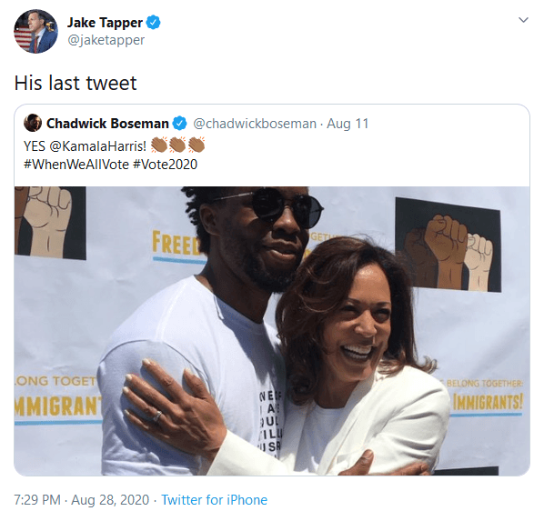 Journalists Use The Passing of Black Panther Actor Chadwick Boseman to Promote Vice Presidential Candidate Kamala Harris
