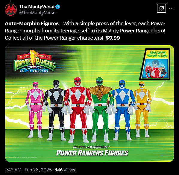 The MontyVerse reveals info on Hasbro and Playmates' Mighty Morphin Power Rangers Re-Ignition line