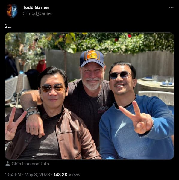 'Mortal Kombat' producer Todd Garner shares a picture with Chin Han and Jos Taslim via Twitter