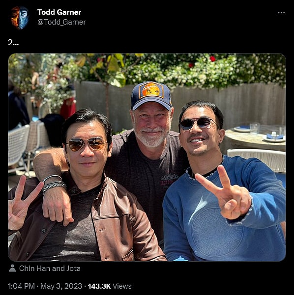 'Mortal Kombat' producer Todd Garner shares a picture with Chin Han and Jos Taslim via Twitter