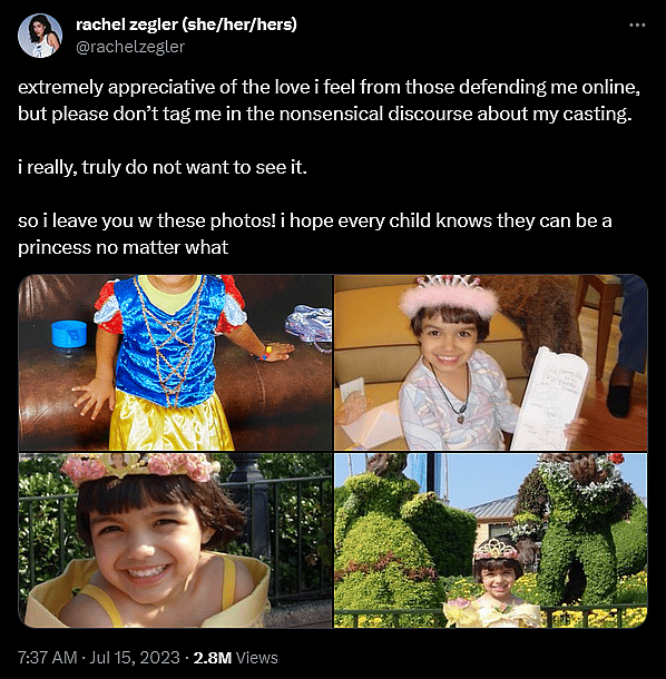 Rachel Zegler shares childhood pictures of herself dressed as Snow White in response to criticisms of her race-swapped casting