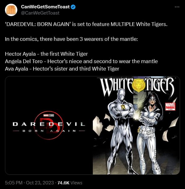 CanWeGetSomeToast weighs in on White Tiger's role in 'Daredevil: Born Again'