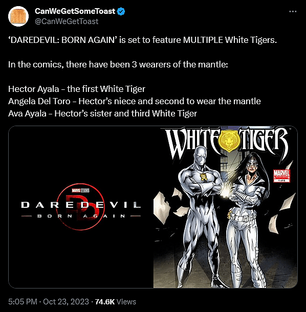 CanWeGetSomeToast weighs in on White Tiger's role in 'Daredevil: Born Again'