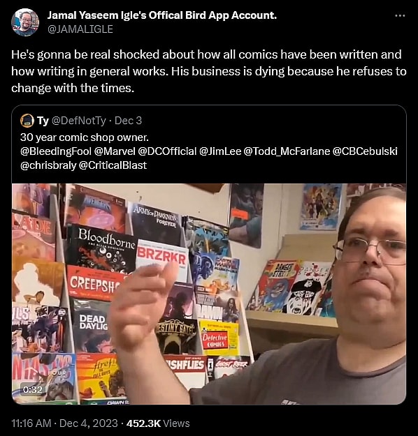 Jamal Igle weighs in on The Comic Palace owner Glenn O'Leary's criticism of the industry