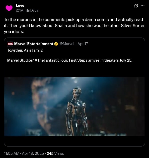 Marvel fans offer up disingenuous defenses for the decision to feature a female Silver Surfer in 'Fantastic Four: First Steps'