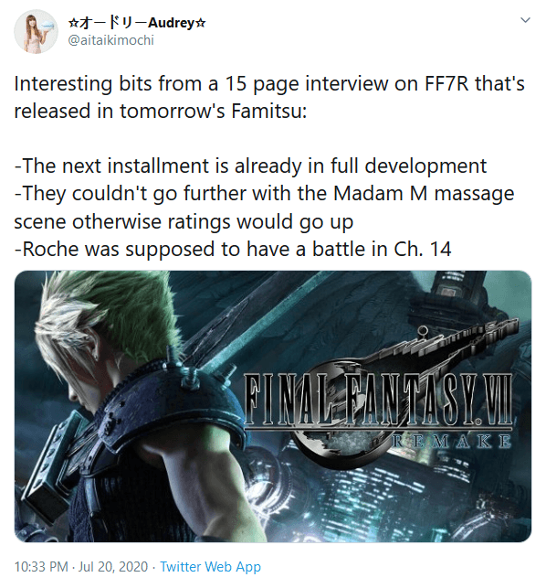 Final Fantasy VII Remake Team Confirms Next Installment in Development, Discusses Cut Content in New Famitsu Interview