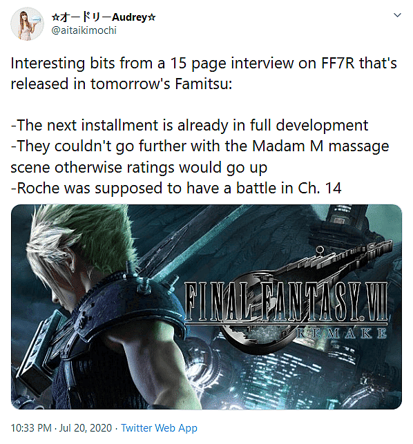 Final Fantasy VII Remake team confirms next installment in development, discusses cut content