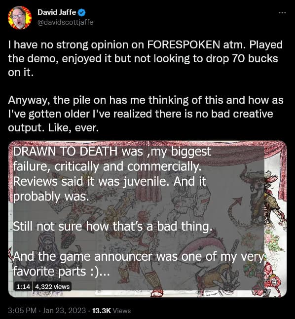 David Scott Jaffe attempts to virtue signal over Forspoken