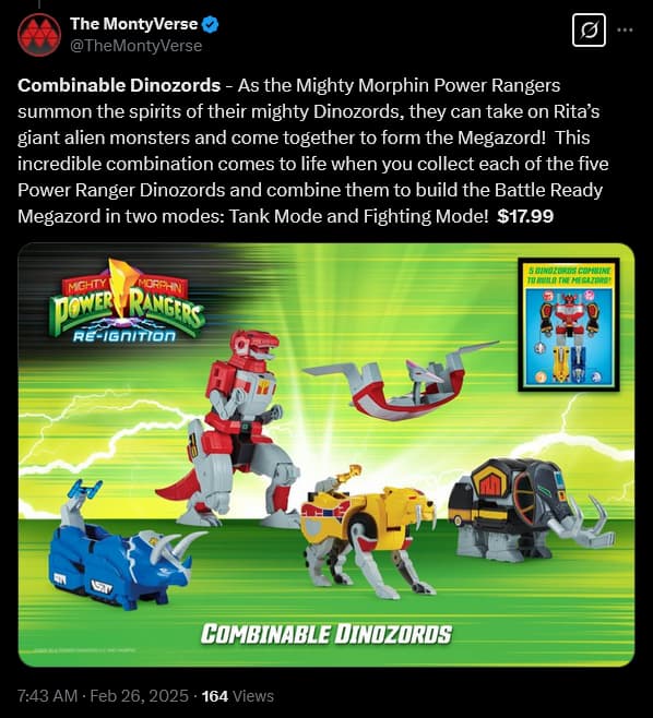 YouTuber The MontyVerse reveals information about Hasbro and Playmates' upcoming 'Mighty Morphin' Power Rangers Re-Ignition' line.