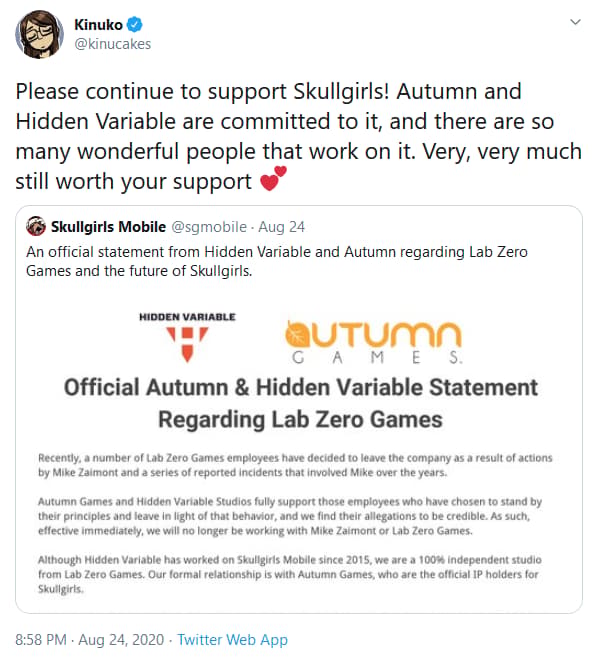 Several Staff Members Leave Skullgirls Studio Lab Zero Games Over Lead Designer Mike Zaimont’s Alleged Behavior