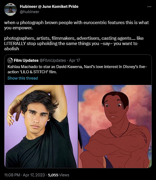 @hubineer weighs in on Kahiau Machado's casting as David in Disney's live-action 'Lilo & Stitch' remake