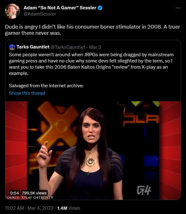 Adam Sessler melts down over his past G4 review of 'Baten Katos: Origins'
