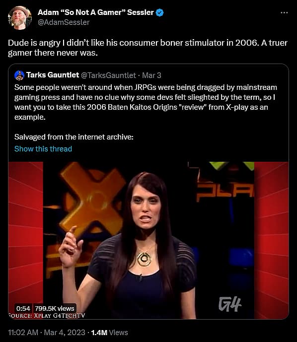 Adam Sessler melts down over his past G4 review of 'Baten Katos: Origins'