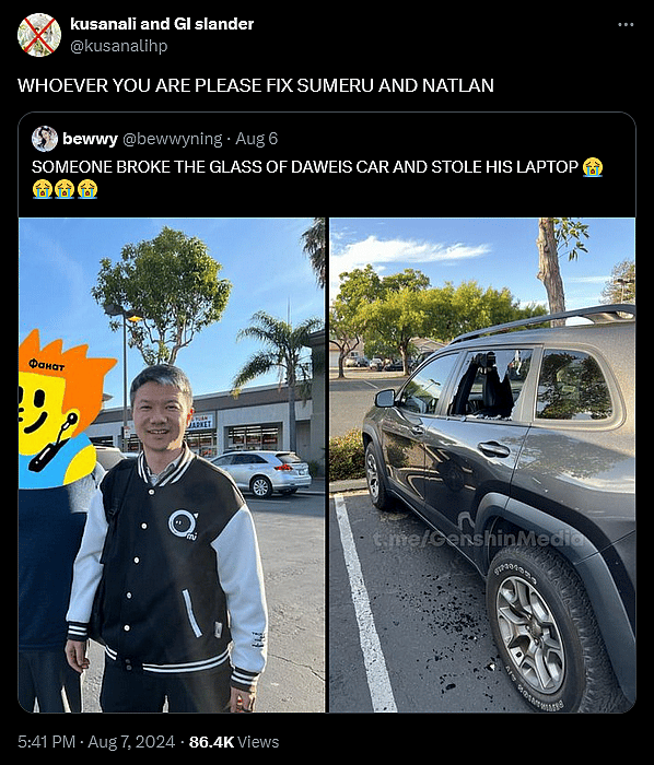 'Genshin Impact' boycotters celebrate miHoYo CEO Liu Wei's recent robbery.