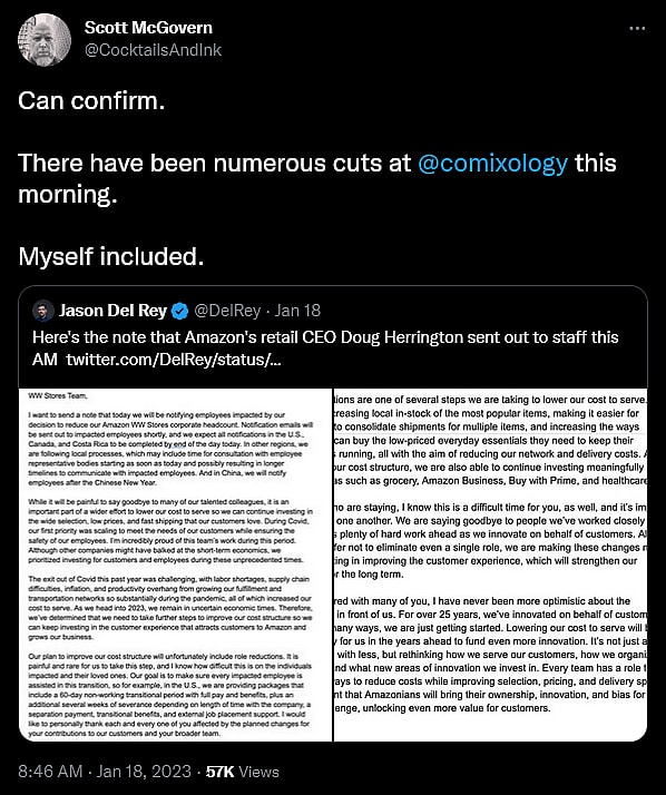 Former ComiXology employee Scott McGovern provides insight on the service's recent layoffs