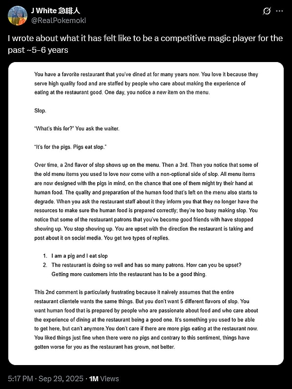 'Magic: The Gathering' pro player Jeffrey White voices his criticisms with the game's growing turn towards the Commander format.