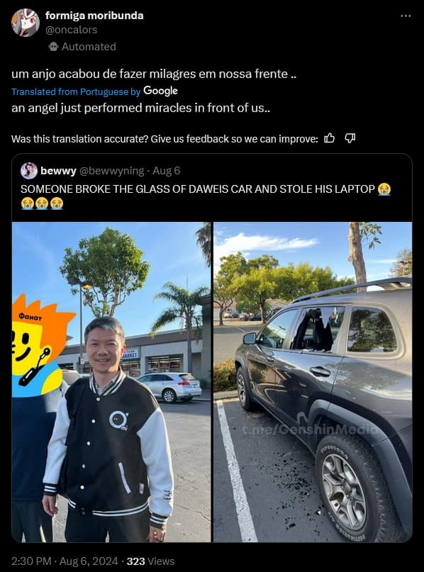 'Genshin Impact' boycotters celebrate miHoYo CEO Liu Wei's recent robbery.