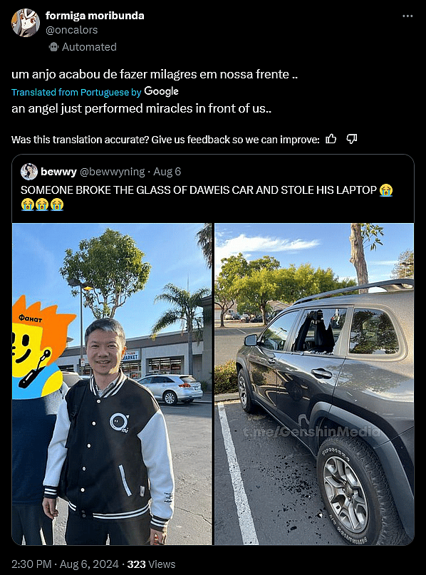 'Genshin Impact' boycotters celebrate miHoYo CEO Liu Wei's recent robbery.