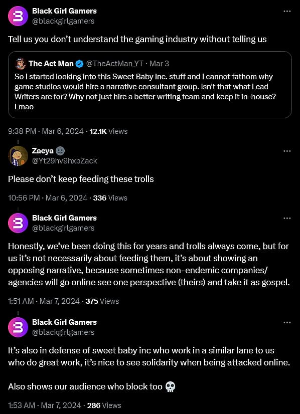 Black Girl Gamers comes to the defense of Sweet Baby Inc.