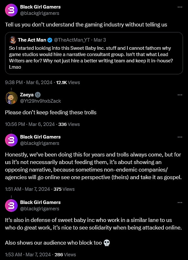 Black Girl Gamers comes to the defense of Sweet Baby Inc.