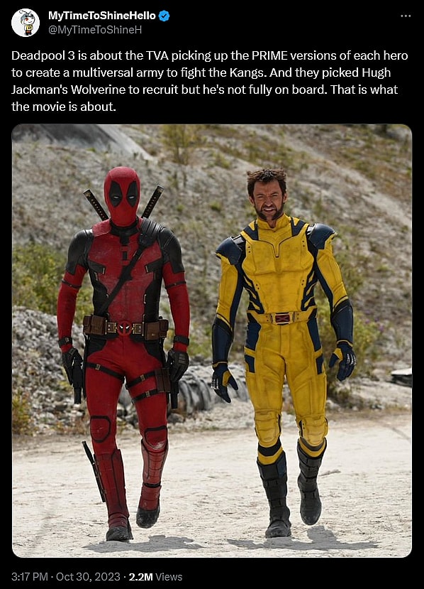 MyTimeToShineHello weighs in on the plot of 'Deadpool 3'