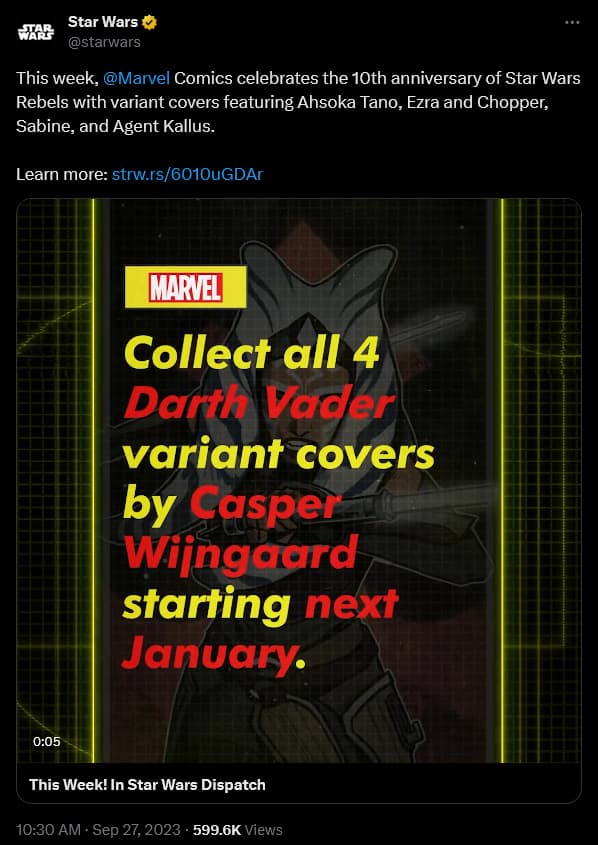 Star Wars announces 'Rebels' themed variant covers for their Jan 2024 Marvel Comics