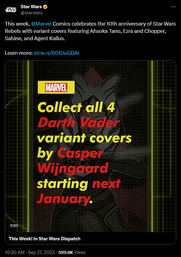 Star Wars announces 'Rebels' themed variant covers for their Jan 2024 Marvel Comics