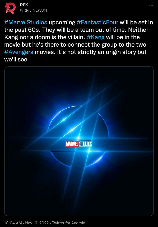 Fantastic Four Rumor via Daniel RPK Twitter