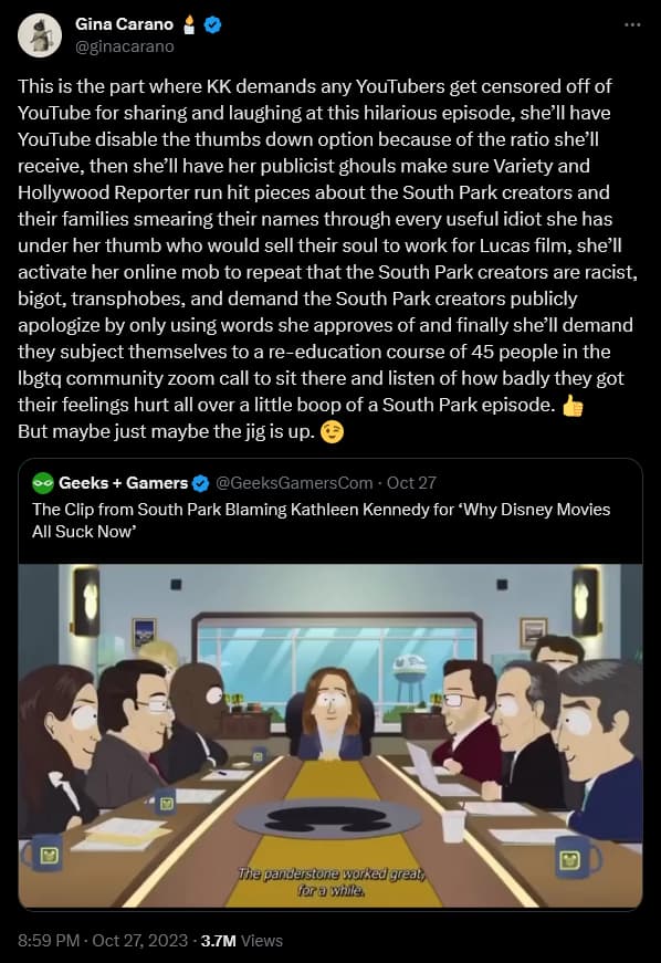 Gina Carano weighs in on 'South Park: Joining The Panderverse'