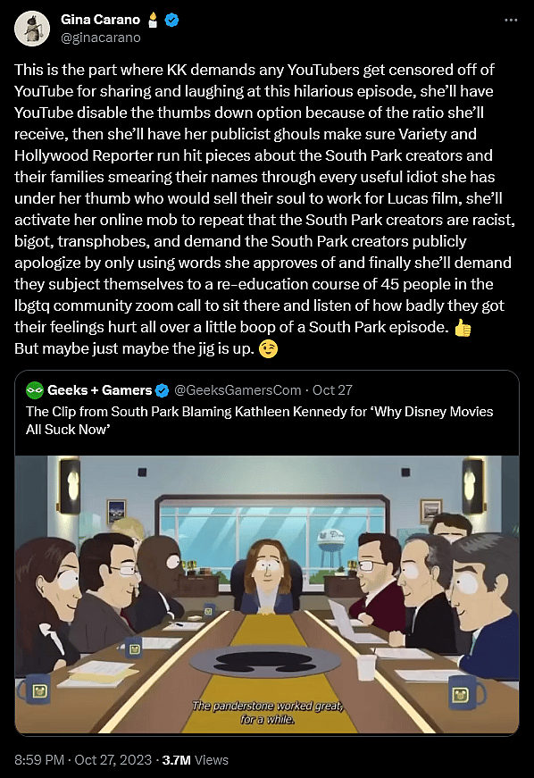 Gina Carano weighs in on 'South Park: Joining The Panderverse'