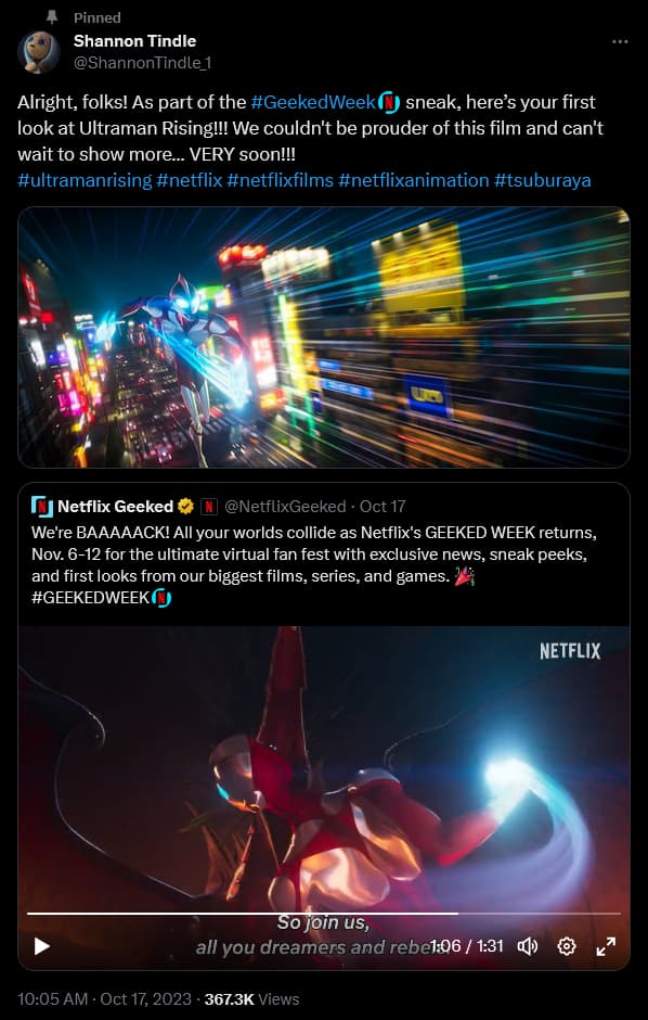 Shannon Tindle provides a new look at Ultraman Rising (2023), Netflix