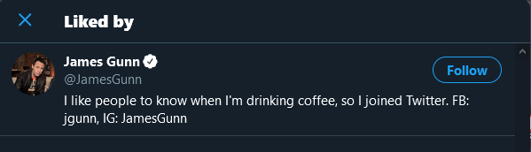 Gunn liking Tweet June 2