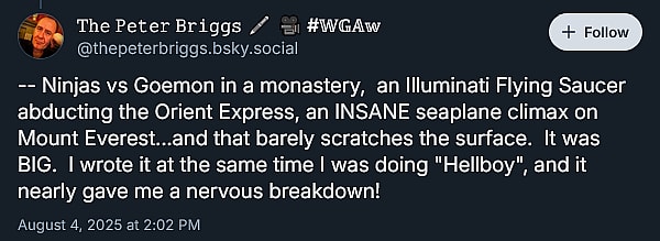 'Hellboy' screenwriter Peter Briggs reveals he was once tapped to pen a live-action 'Lupin III' film starring Jim Carrey.