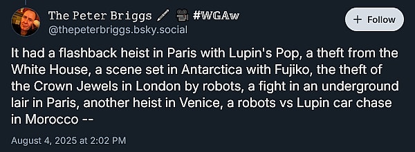 'Hellboy' screenwriter Peter Briggs reveals he was once tapped to pen a live-action 'Lupin III' film starring Jim Carrey.
