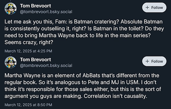 Marvel Comics Exec Editor Tom Brevoort pushes back against fans who want to see Spider-Man and Mary-Jane get back together.