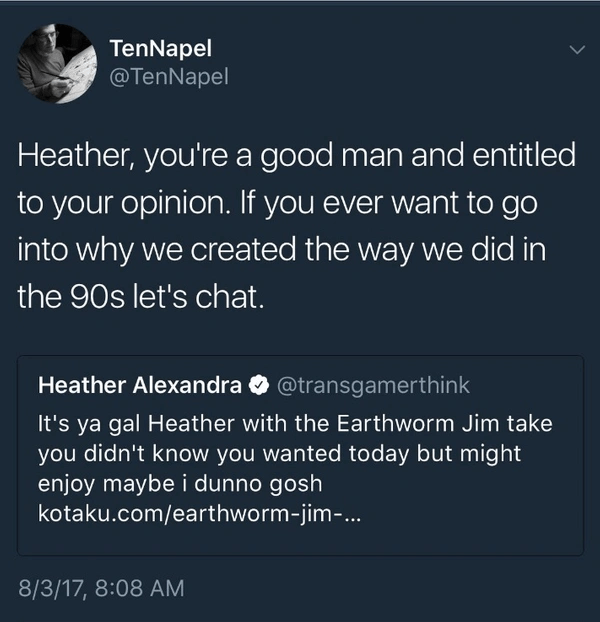 Doug and Heather exchange on Twitter