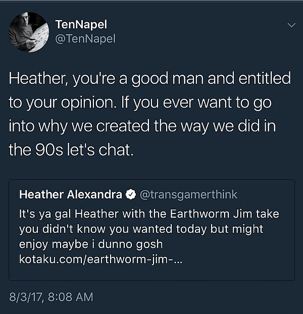 Doug and Heather exchange on Twitter