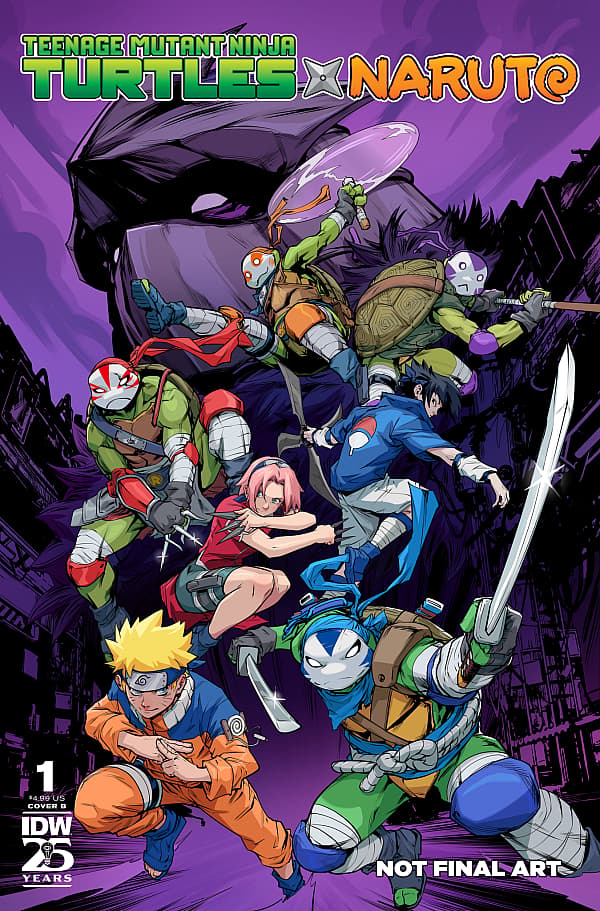 Turtles and Team 7 ready for fight on TMNT x Naruto (2024), IDW cover