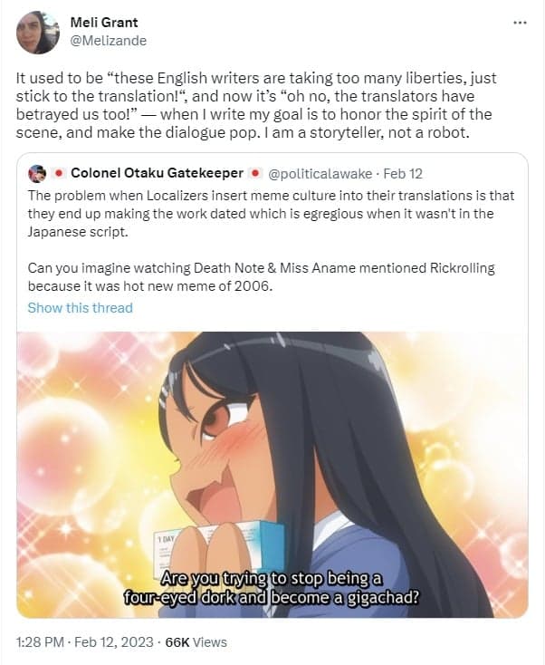nagatoro localizer tweet