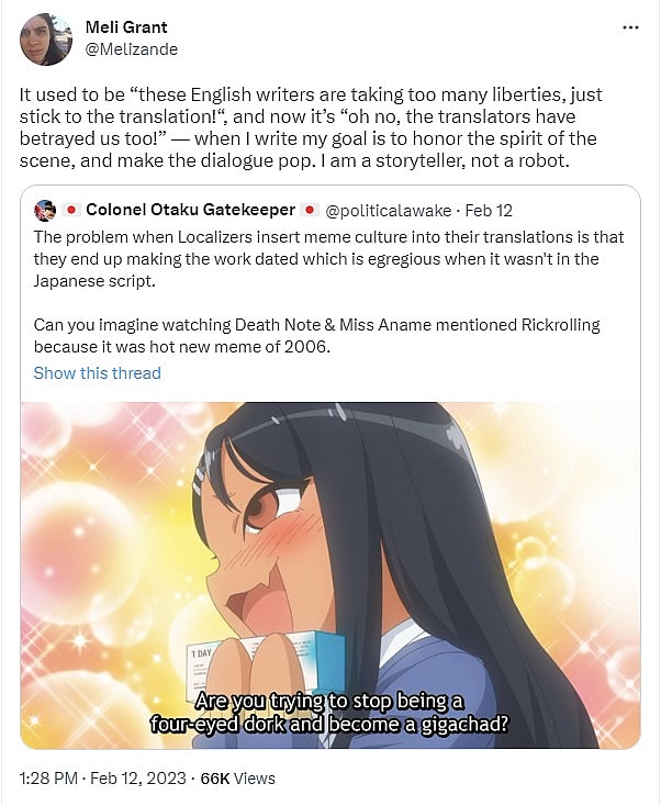 nagatoro localizer tweet
