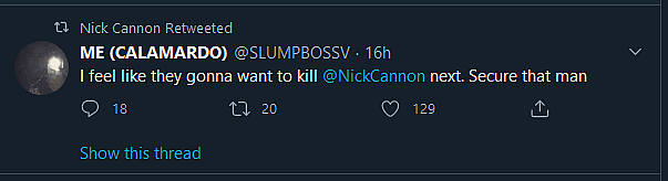 Nick Cannon retweet assassination 1