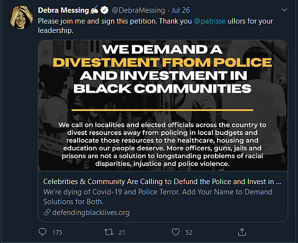 Debra Messing Petition Tweet