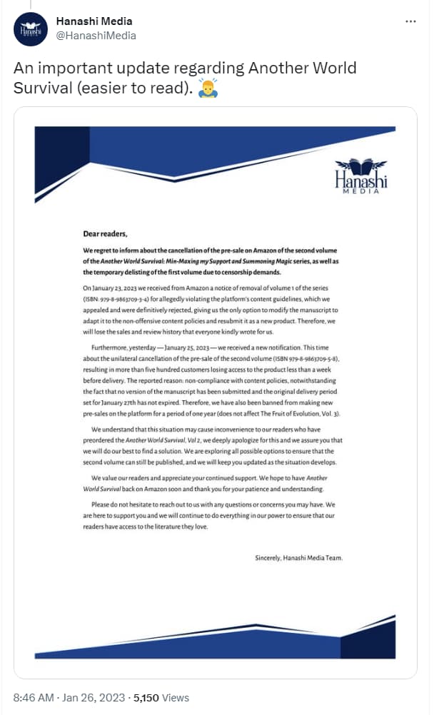 Hanashi Media Statement