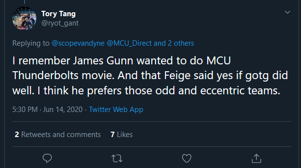 Gunn liking Tweet June