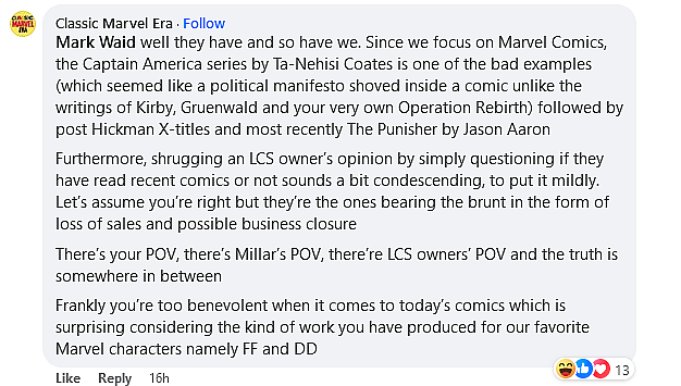 Mark Waid rejects Mark Millar's criticism of comic book industry 'cancel pigs'.